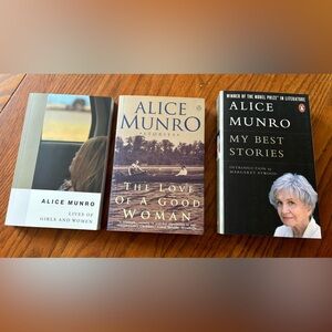 Bundle of three Alice Munro books. Proceeds will be donated to The Gatehouse.